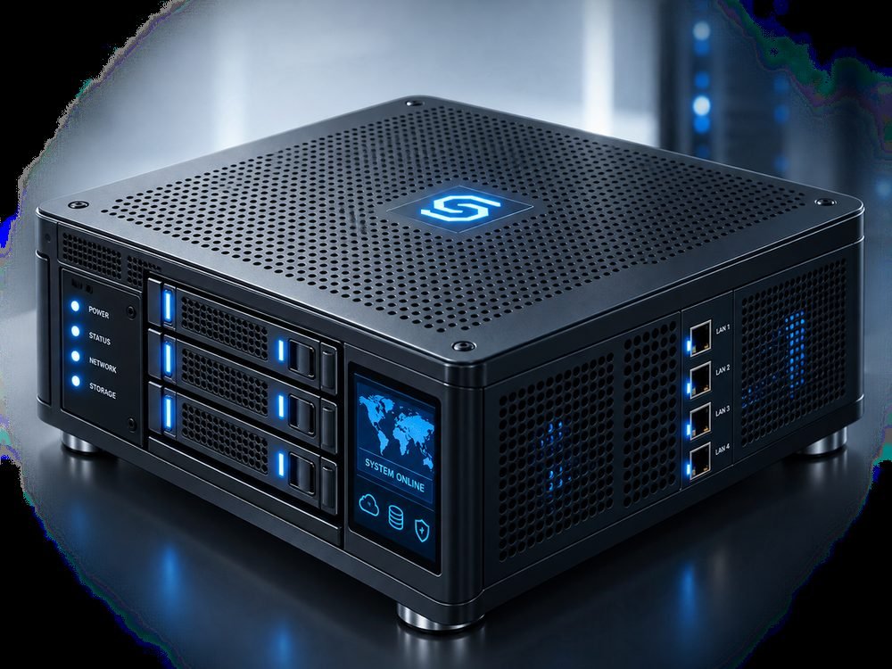 Secure business data storage environment with rack-mounted storage arrays